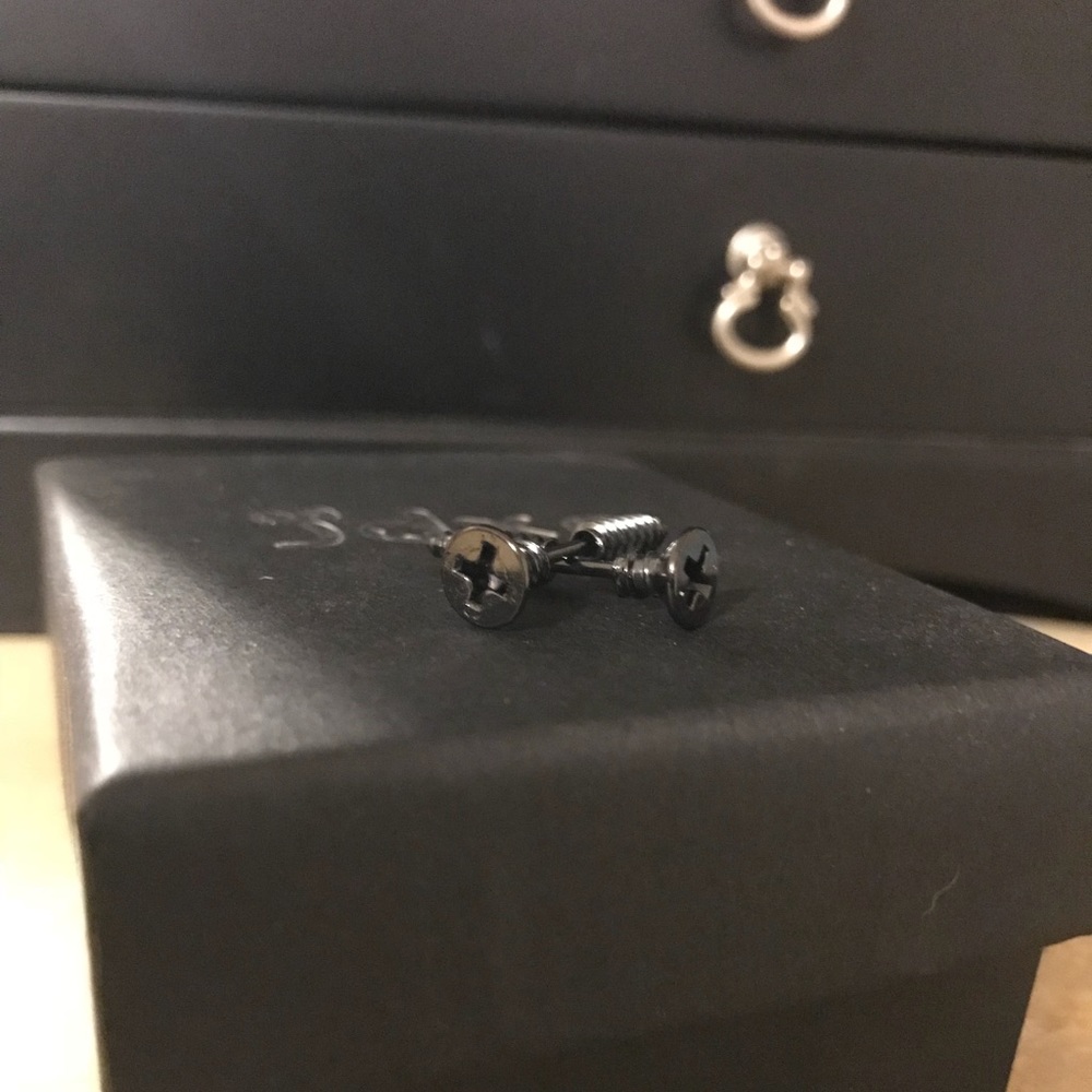 Black Screw Earrings